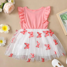 Load image into Gallery viewer, Beautiful Toddler Girl Princess Butterfly Ruffle Tulle Dress Birthday Party Outfit
