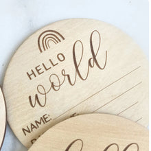 Load image into Gallery viewer, Baby Wooden Engraved Milestone Cards Wooden Hello World