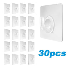 Load image into Gallery viewer, 30PCS Self Adhesive Wall Hooks - Transparent Strong Key Towel Hanger Kit