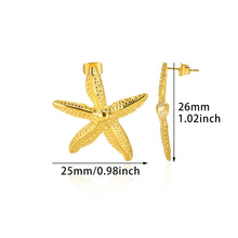 Load image into Gallery viewer, Vintage Summer Starfish Stainless Steel Stud Earrings For Women Simple Star Shell Earrings Stud Ocean Party Jewelry Gift 2025
