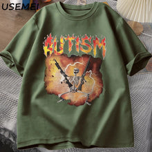 Load image into Gallery viewer, Autistic Funny Skeleton T-Shirt Men Women Autism Meme Graphic T Shirts Harajuku Fashion Cotton Vintage T Shirt Unisex Streetwear