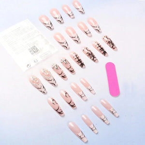 24-Piece French Fake Nails Kit with Nail Glue and File - Acrylic Press-On Manicure Set