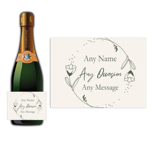 Personalised Label Sticker for Prosecco Champagne Wine Bottles - Any Text