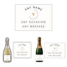 Load image into Gallery viewer, Personalised Label Sticker for Prosecco Champagne Wine Bottles Natural Colours - Any Text