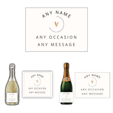 Personalised Label Sticker for Prosecco Champagne Wine Bottles Natural Colours - Any Text
