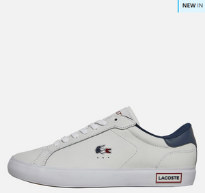 Lacoste Mens Powercourt Tri Trainers White/Navy/Red