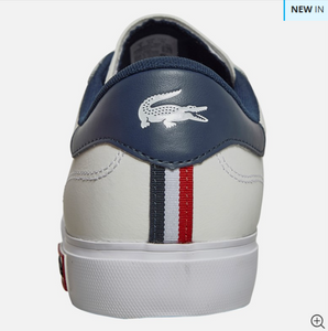 Lacoste Mens Powercourt Tri Trainers White/Navy/Red