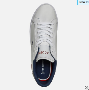 Lacoste Mens Powercourt Tri Trainers White/Navy/Red