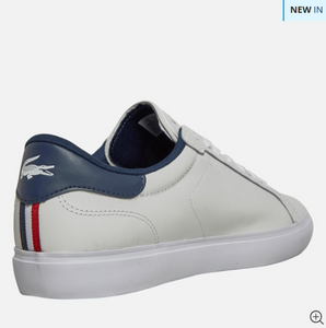 Lacoste Mens Powercourt Tri Trainers White/Navy/Red