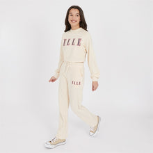 Load image into Gallery viewer, Elle Girls Balloon Sleeve Sweatshirt And Wide Leg Joggers Set Vanill