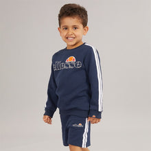 Load image into Gallery viewer, Ellesse Boys Roman Logo Sweatshirt And Shorts Set Navy