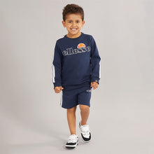 Load image into Gallery viewer, Ellesse Boys Roman Logo Sweatshirt And Shorts Set Navy