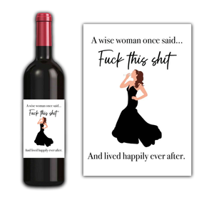 Happy Ever After Funny Wine Label Sticker - Birthday Wedding Anniversary