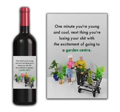 Funny Wine Label Garden Centre Sticker - Birthday Wedding Anniversary